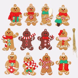 12-Piece Set Christmas Tree Decoration Gingerbread Man Christmas Ornament Tree Decoration Christmas Decoration Xmas Decor