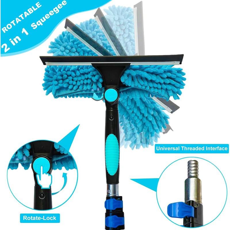 20 Ft+ Reach 2 In 1 Window Squeegee Duster with