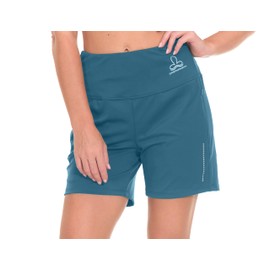 Dasawamedh Pantalones cortos de cintura alta para mujer de 12,7 cm con bolsillos para yoga, correr, entrenamiento, gimnasio, atletismo, B Legion Blue, XS