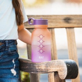 Built 32oz Single-Walled Motivational Bottle with Straw Lid, Purple Sunset, Spill Resistant Travel Cup Keep Drinks Cold for Travel
