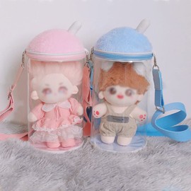 YUYAKESHI Itaba Showing Bag, Shoulder Bag, Event, Stuffed Rabbit Ears, 2-Way Outing, Transparent, Mini Pouch, Cylindrical Bag, Lid Included, light pink