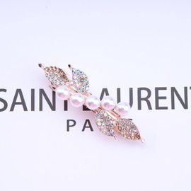 Allereya Crystal Beads Hair Clip Hair Clip Gold Rhinestone Pearl Hair Clips Bling Wedding Decorative Headpiece CZ Head Clip Bridal Hair Accessories for Women and Girls Gifts (Champagne)