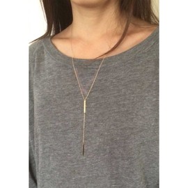 Yheakne Boho Bar Y Necklace Gold Long Lariat Bar Necklace Chain Bar Drop Chain Necklace Double Bar Necklace Jewellery for Women and Girls