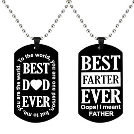 Christmas Gifts for Dad Father Dog Tag Necklace for Men Dad Daddy Birthday Gifts from Son Ddaughter Thank You Appreciation Gifts for Ddad Father Gifts from Kids - Best Dad Ever Necklaces