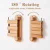 TREOAKWIS Oak Wood Coat Hooks, Coat Rack Wall Mount Swivel