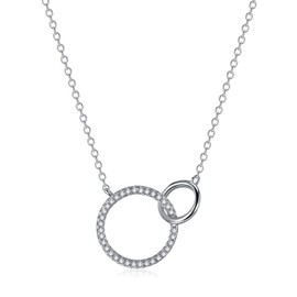 USEEDOVIA Sisters Necklaces with 2 Girls & Mother Necklace for Girls Ladies Gift Heart Chain Necklace Women's 925 White Gold Gift for Women Birthday Christmas with Gift Box, Cubic Zirconia