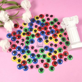 TOAOB 300pcs 12mm Multi Colors Googly Wiggle Eyes Self Adhesive Round Plastic Craft Sticker Eyes DIY Arts Scrapbooking Accessories