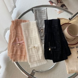 Women's Pearl Bow Ice Silk Driving Arm Sleeves - Summer Sun Protection (Free Size) Gray 10ea