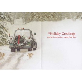 Masterpiece Studios Hollyville 18-Count Boxed Christmas Cards & Envelopes in Keepsake Box, 7.8" x 5.6", Classic Car for Holidays (914100)