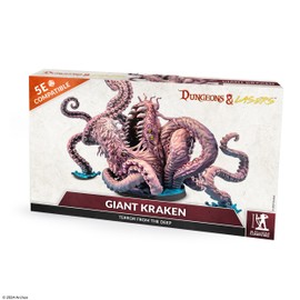Dungeons & Lasers Giant Kraken Miniature Figure - Large 5.1" (130mm) Tall Model with Scenic Base for use with DND and 5E Compatible RPG Games - Unpainted and Unassembled