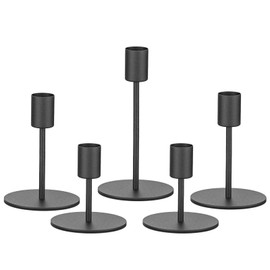 smtyle Black Candlestick Holders for Taper Candles Set of 5 Candelabra with Iron-0.8" Diameter Ideal for Christmas Decor