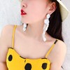 Long Hanging Tassel Rose Flower Petal Earrings Resin Statement Hanging