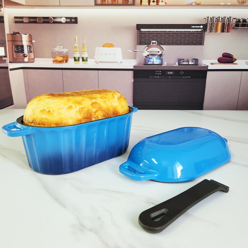 FANQIEW Dutch Oven Enameled Cast Iron Bread Pan with Lid