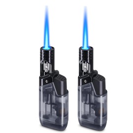 Torch Lighter, 2 Pack, Adjustable Jet Flame Mini Torch Lighters, Windproof Refillable Butane for Candles Grill BBQ Fireworks Camping (Butane Not Included)