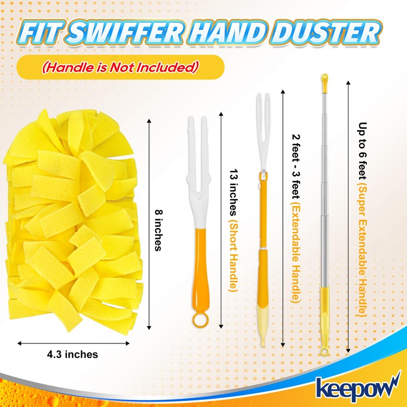 KEEPOW Reusable Duster Refill Compatible with Swiffer Hand Duster, Heavy