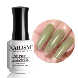 RARJSM Nude Gel Polish Gray Green Translucent Sheer Green Jelly Gel Nail Polish Single Bottle 15ml Soak Off UV LED Cured Sage Green Natural Gel Polish for Nail Art French Manicure at Home Salon