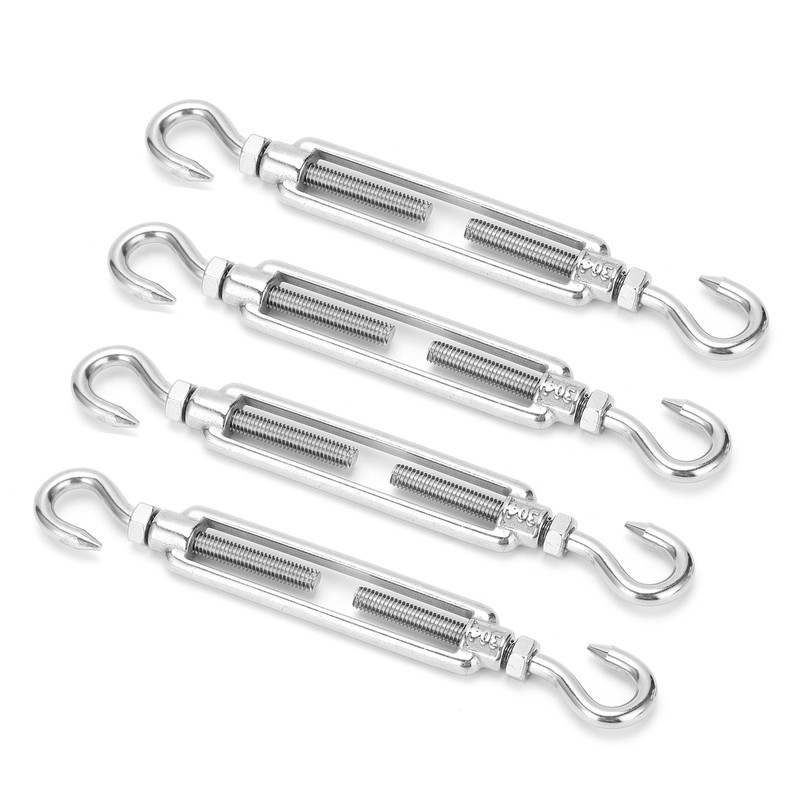 4Pcs Hook to Hook Turnbuckle Stainless Steel Hardware Kit for