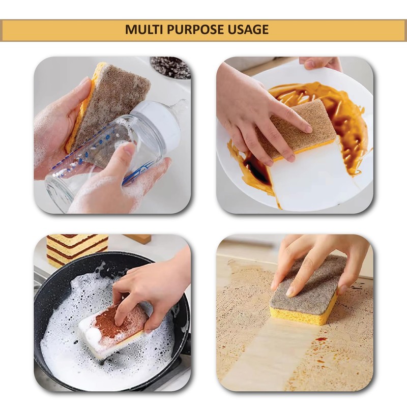 Eco Sponge Scourers Pack of 16 Plastic Free Sponges Washing