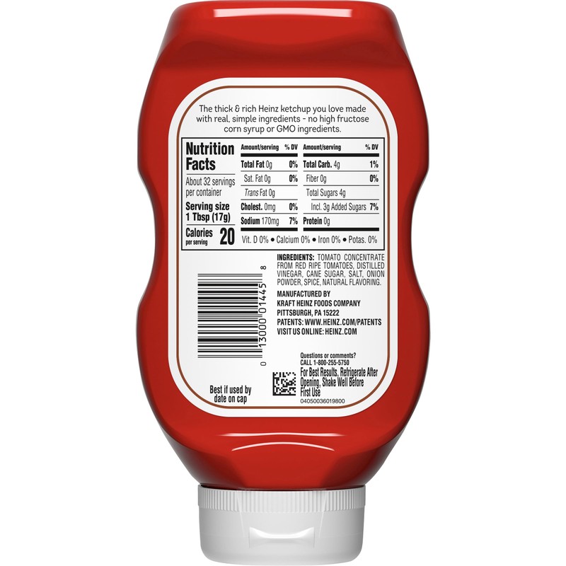 Heinz Simply Tomato Ketchup with No Artificial Sweeteners, 19 oz