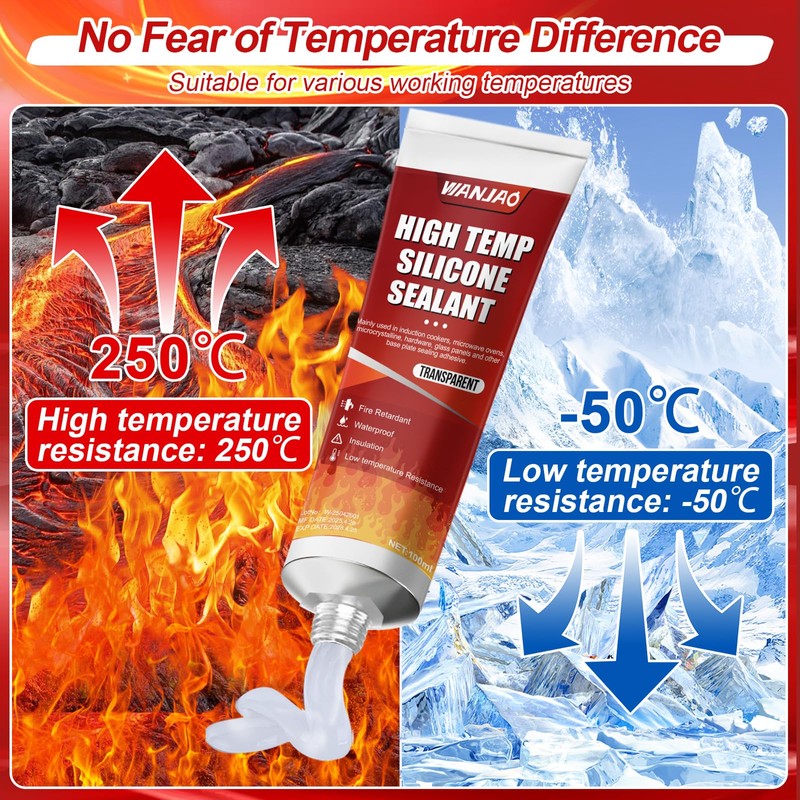 WANJAO 482°F High Temp Silicone Sealant, High Heat Silicone Sealant