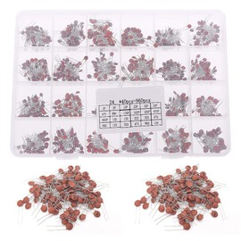 TopHomer Ceramic Capacitor Assortment Kit, 960 Pieces, 24 Values, 2pF-0.1UF, 50V, -25°C - 85°C, Through-Mount, Round, Ceramic, Capacitor