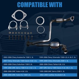 Catalytic Converter Compatible with 2002-2006 Chevy Avalanche 15005.3L, 1999-2006 Chevy Silverado 1500 4.3L 4.8L 5.3L, 645236，18010, 50511, 645988, 15756278, Manifold Catalytic Converter