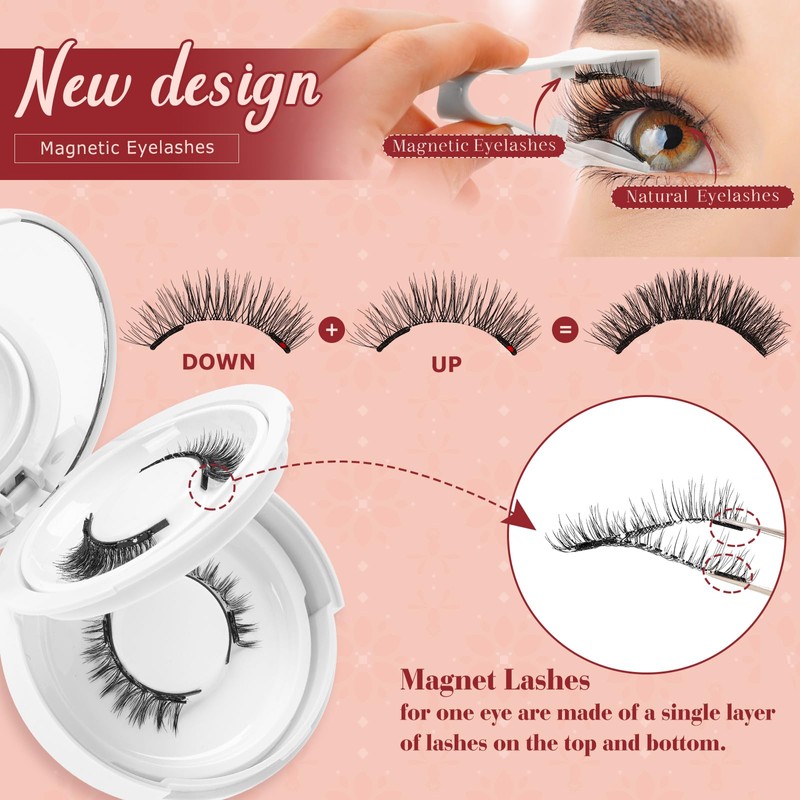 Higu clace Magnetic Eyelash Kit with Applicator, Reusable Magnetic Lashes