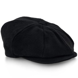 Walrus Hats Shelby Black Wool Blend 8 Panel Newsboy Cap