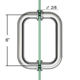 Shower Door Handle Back to Back Door Pull Handle for Sliding Glass Shower Door Stainless Steel Chrome Finish Tubular Sliding Door Handle 6 inch