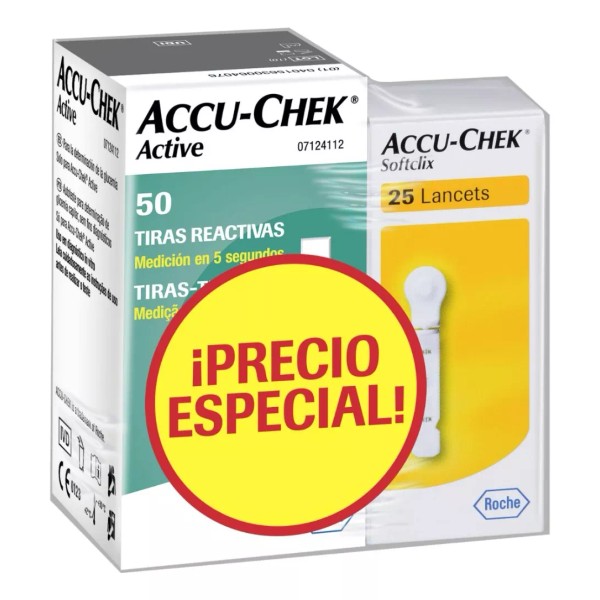 Accu-Chek 50 Tiras Reactivas Active + 25 Lancetas Softclix Gratis