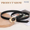 WERFORU Women’s Leather Belt with Gold Buckle Thin Belts for