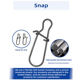 BLUEWING Fishing Duo Lock Snaps Swivel for Saltwater Freshwater Fast Change Snaps Light Tackle Lures Connector, 73lbs/100 pcs