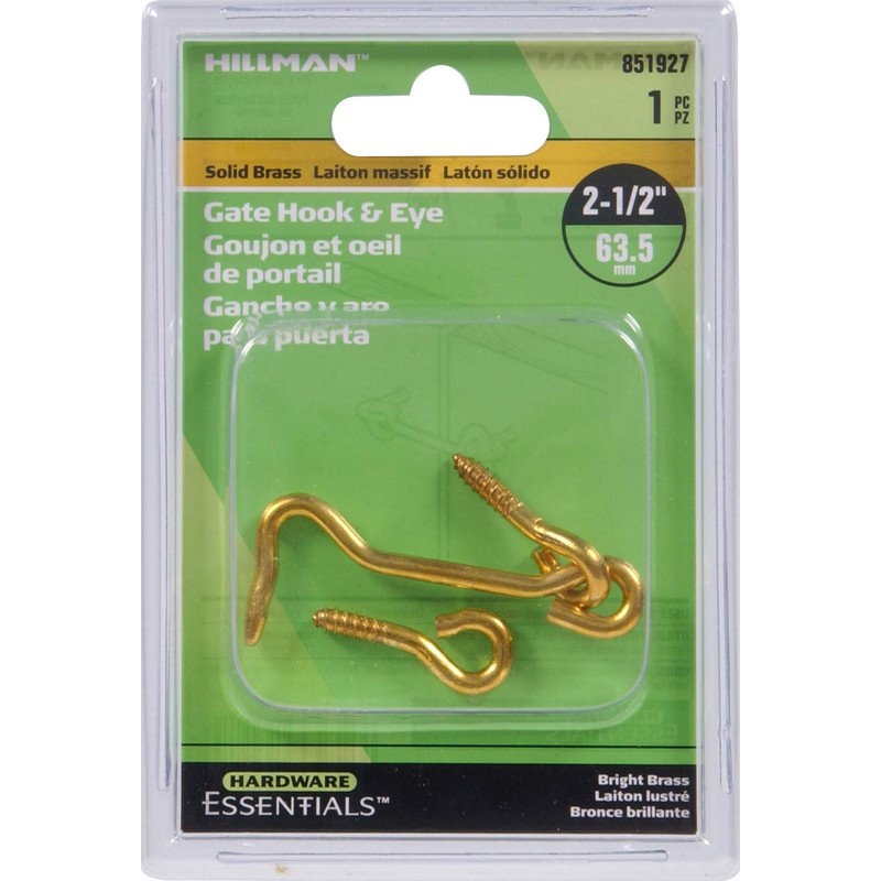 Hillman Hardware Essentials Hook and Eye Latch Brass 2-1/2 Inch"