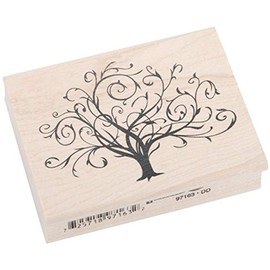 Inkadinkado Flourished Fall Tree Wood Stamp for Arts and Crafts, 2.25'' W x 3.05'' L