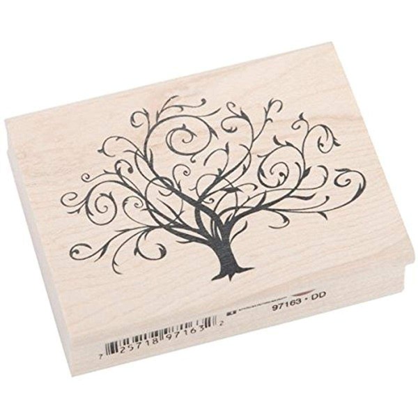 Inkadinkado Flourished Fall Tree Wood Stamp for Arts and Crafts,