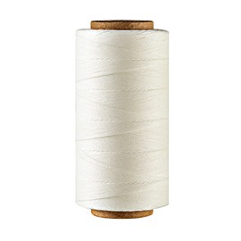 Thin Wax Polyester Thread, 0.45mm, 547 Yards, 3 Ply Round Waxed Cord Strings for Sewing, Beading, Binding, Micro Braiding, Fine Leather Craft and Micro Macrame Jewelry - White