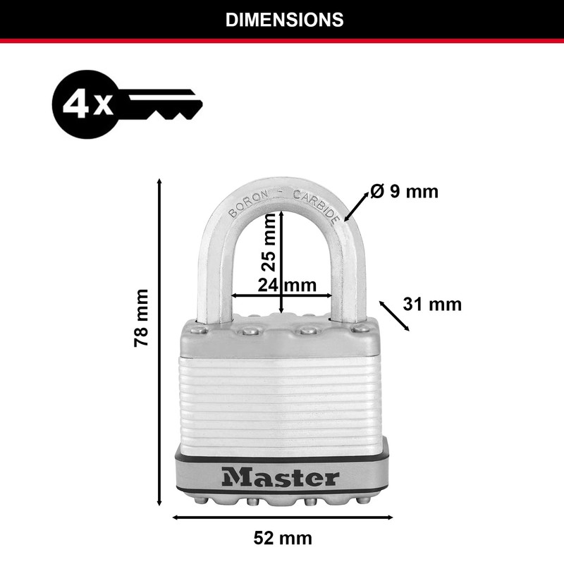 MASTER LOCK Heavy Duty Padlock [Key] [Laminated Steel] [Weatherproof] M5EURD