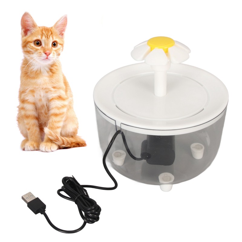 Cat Water Fountain Automatic Circulation USB Transparent Water Tank Silent