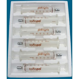 Glass Syringe 30 ml (Per Pack 6), Tomopal Glass Syringe w/1.0 ml Graduation for Laboratory Uses. P/N: 130-4030-X006