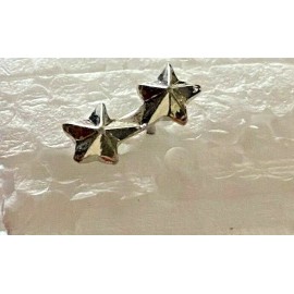 1-Silver Double Star-3/16" Ribbon/Medal Device Attachment-Pronged-U.S. Army