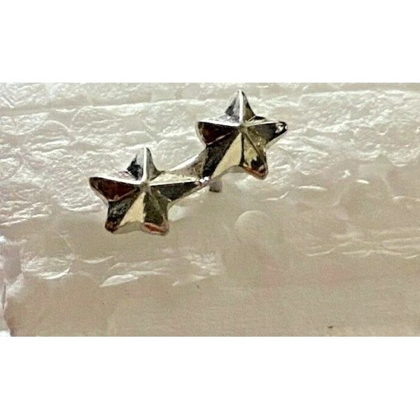 1-Silver Double Star-3/16" Ribbon/Medal Device Attachment-Pronged-U.S. Army