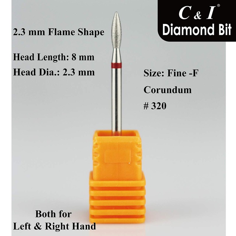 C & I Diamond Nail Drill Flame Shape E-File Professional