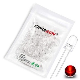 CHANZON 100 pcs 5mm Red LED Diode Lights (Clear Round Transparent DC 2V 20mA) Bright Lighting Bulb Lamps Electronics Components Indicator Light Emitting Diodes
