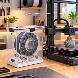 3D Printer Filament Storage Box for Moisture Protection – Airtight Dry Box with Humidity Monitor for Home Workshops