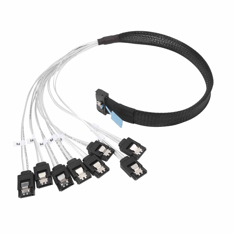 MCIO 8i to 8xSATA3.0 Cable 19.7 Inch Silver Plated OFC