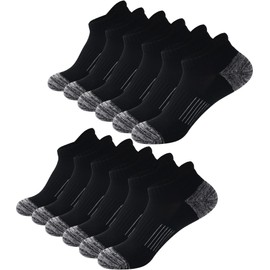 Ankle Socks for Women Black Running Socks, Cushioned Athletic Low Cut No Show Compression Socks Womens Liner Footies for Sneakers 6 Pairs Size 9-11