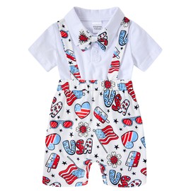 BFUSTYLE Baby Boy Clothes 4th of July Outfit 0-6 Month Summer Rompers Short Sleeve Infant Bodysuit One Piece Baby Jumpsuit