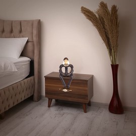 EFINEHOME Water Pipe Table Lamp Robot Style- Retro Industrial Table Light- Antique Steampunk Metal Desk Lamp Bedside Lighting Fixture for Office, Reading Kids Room, Cafe Bar (Rust-Style B)