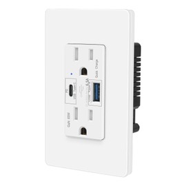 GaN 65W USB C Fast Charging PD3.0,NineLeaf 15Amp DC6A 20V Ultra-Speed USB C Outlet Receptacle,Tamper Resistant,UL Listed,Cpmmercial Grade White,1PK