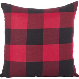 Fennco Set of 2 Red and Black Buffalo Checked Cotton 20" Throw Pillow Covers